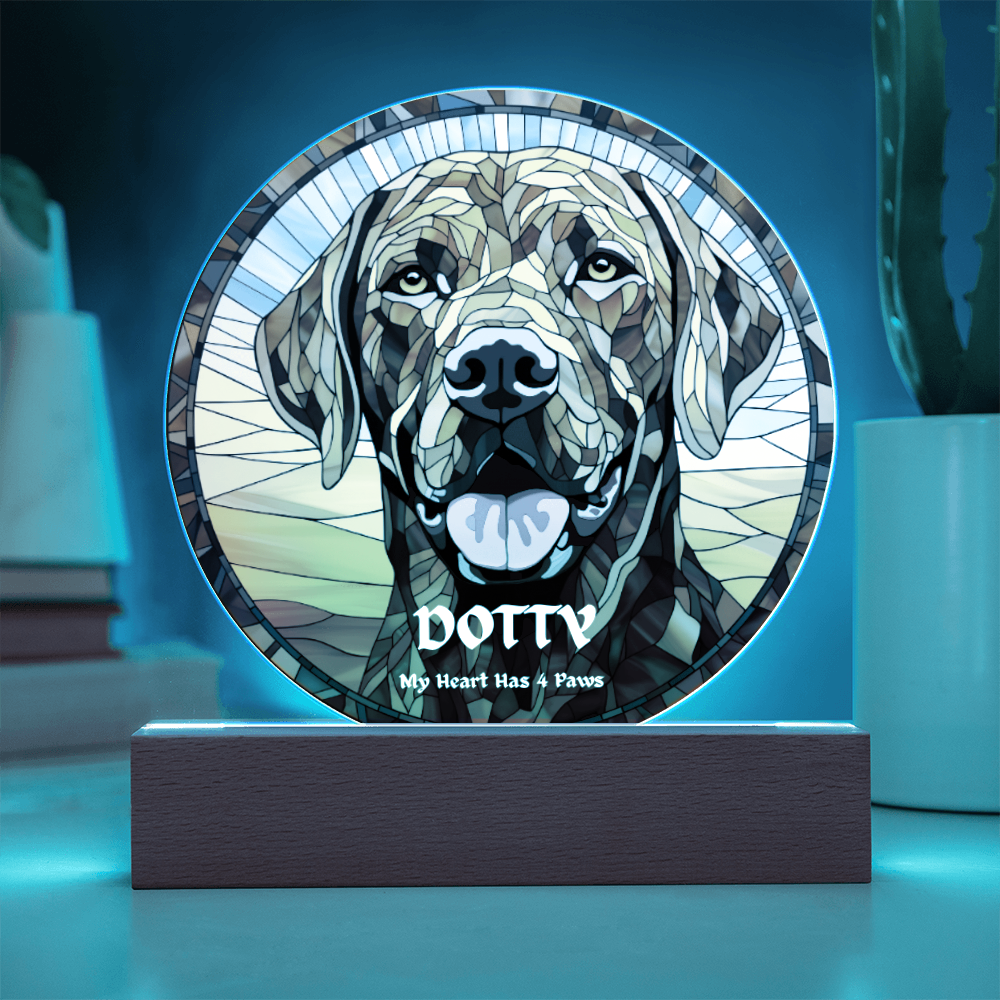 Personalised Dog LED Lamp – Custom Acrylic Pet Lamp With Wooden Base Light
