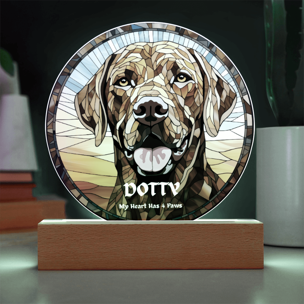 Personalised Dog LED Lamp – Custom Acrylic Pet Lamp With Wooden Base Light