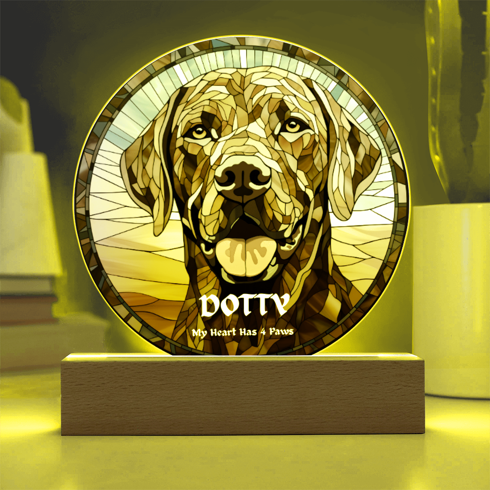 Personalised Dog LED Lamp – Custom Acrylic Pet Lamp With Wooden Base Light