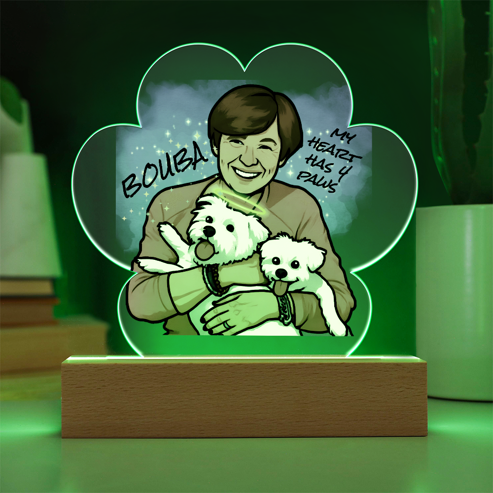 Personalised Pet Memorial Paw Shaped Acrylic Plaque Led Lamp