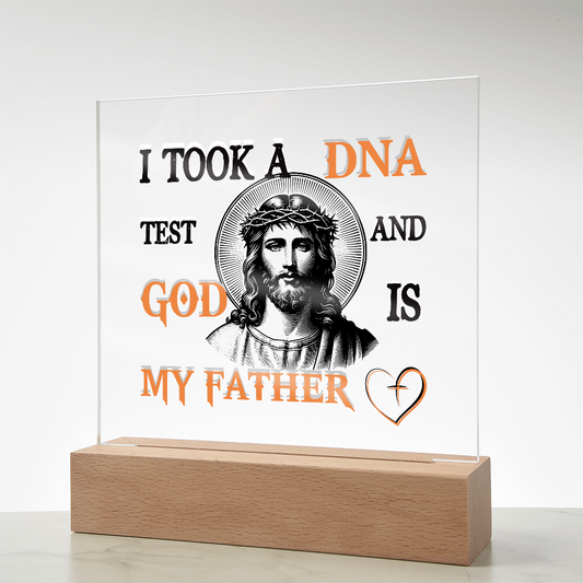 Acrylic LED Lamp – "God Is My Father" Faith Night Light with USB LED Base