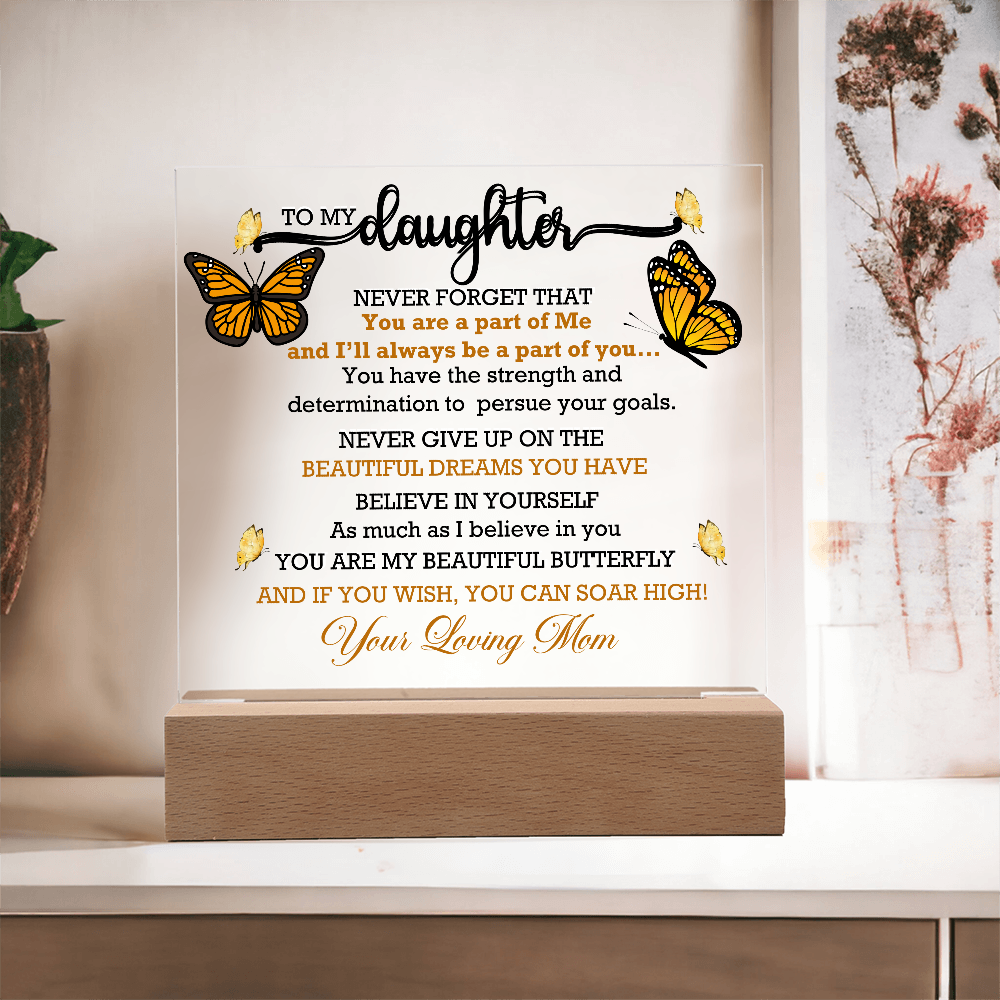 To My Daughter, My Butterfly, Acrylic Led Lamp