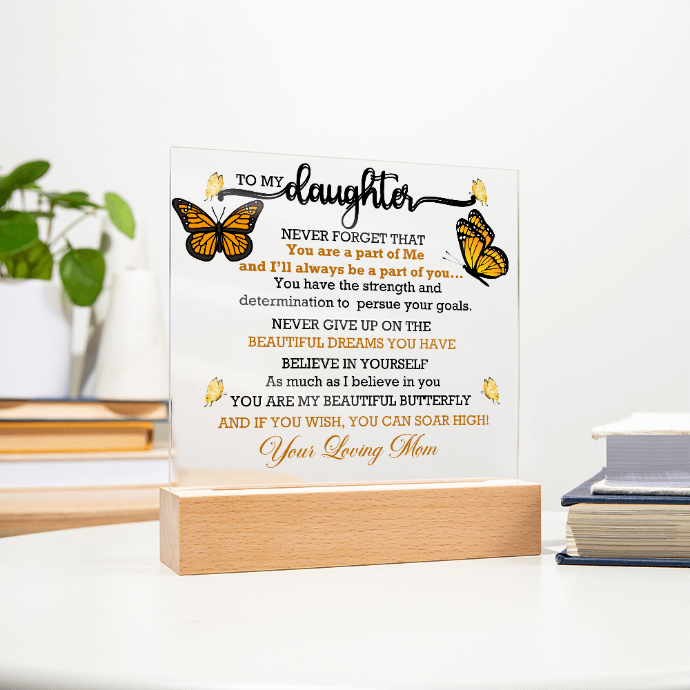To My Daughter, My Butterfly, Acrylic Led Lamp