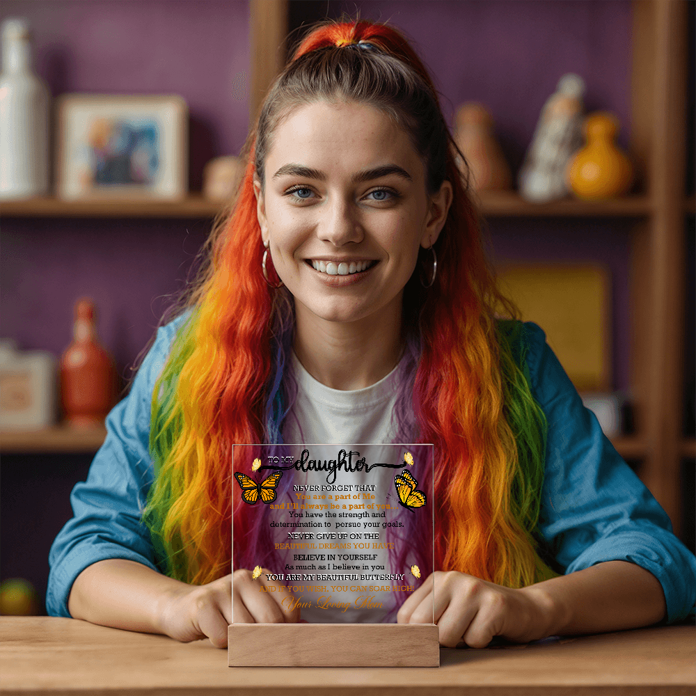 To My Daughter, My Butterfly, Acrylic Led Lamp