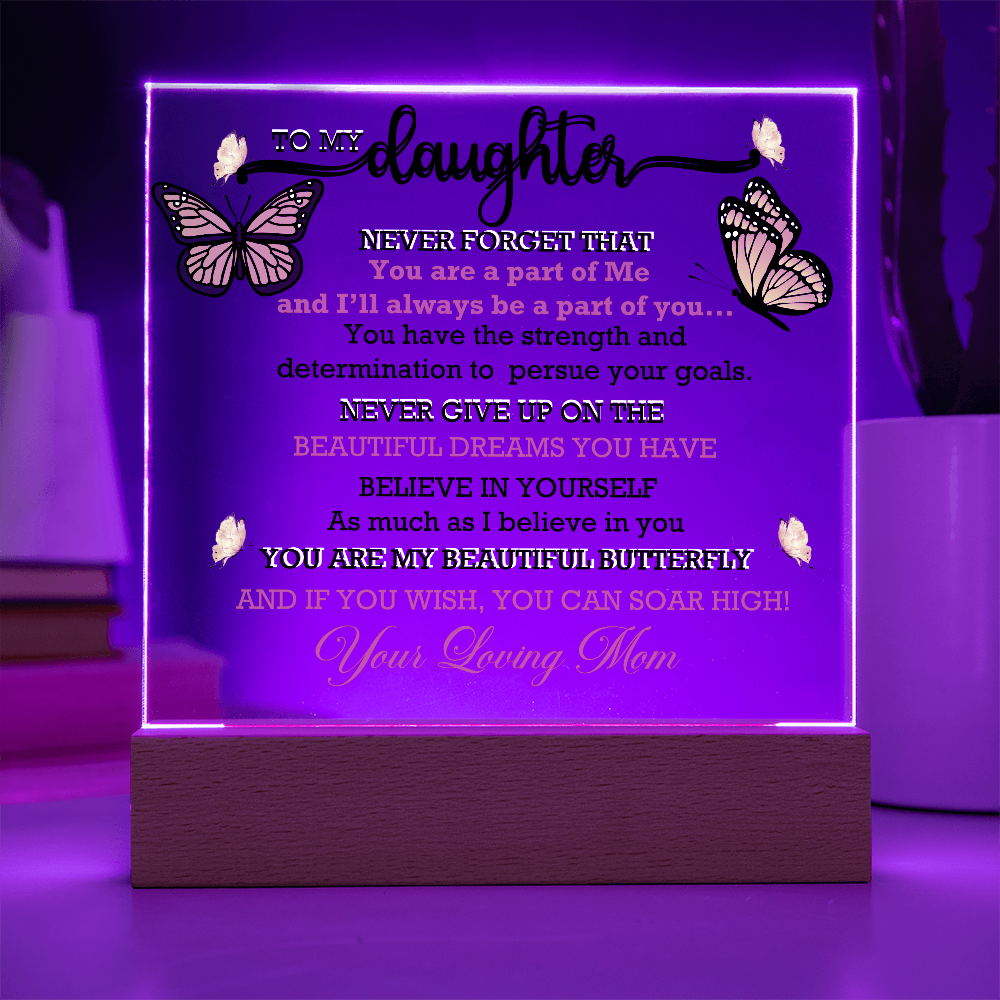To My Daughter, My Butterfly, Acrylic Led Lamp