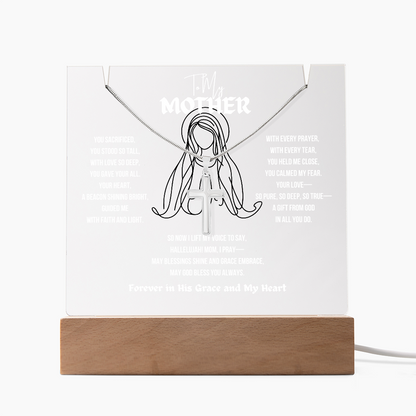 To My (Religious) Mom Cross Necklace With Acrylic Led Lamp