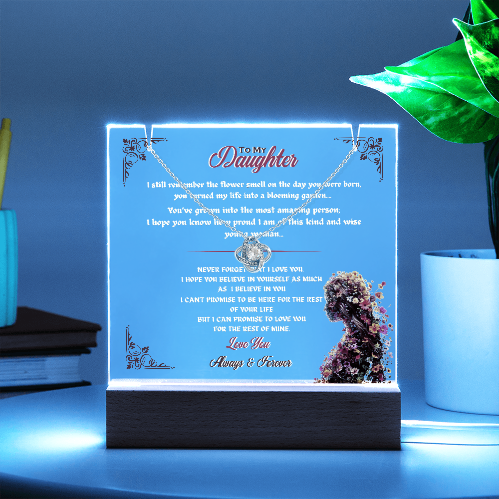 Acrylic Plaque Love Knot Necklace Bundle To My Daughter My Flower