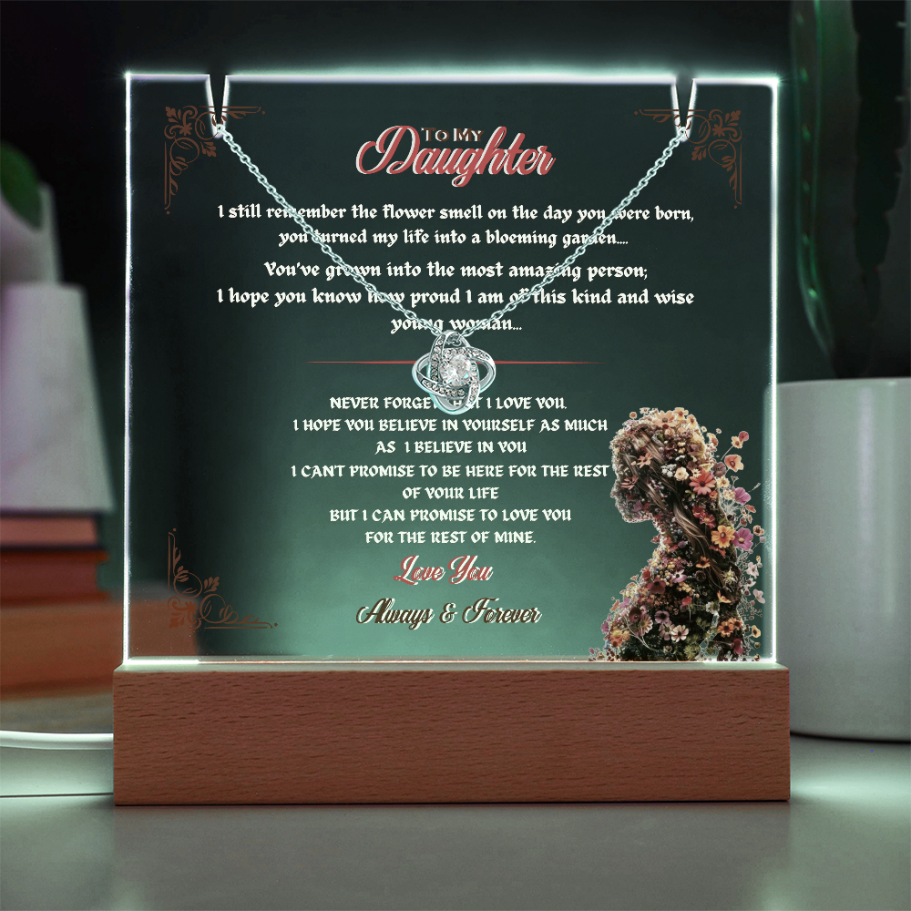 Acrylic Plaque Love Knot Necklace Bundle To My Daughter My Flower