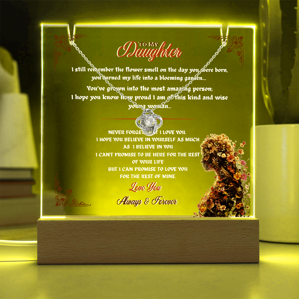 Acrylic Plaque Love Knot Necklace Bundle To My Daughter My Flower