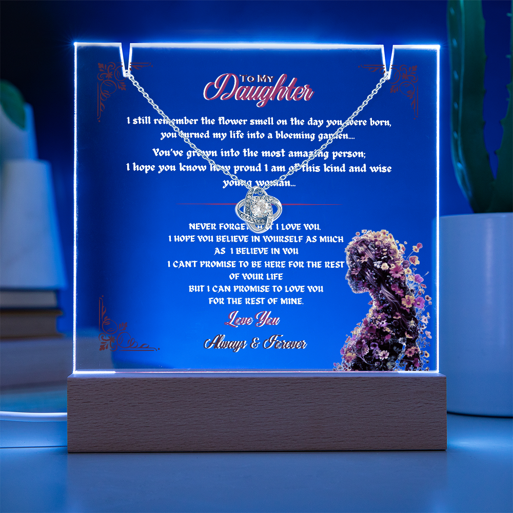 Acrylic Plaque Love Knot Necklace Bundle To My Daughter My Flower