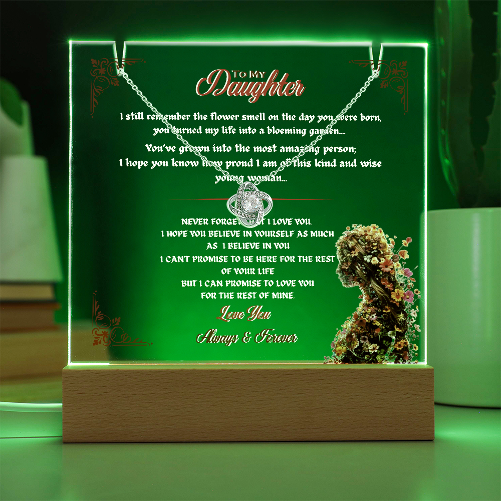 Acrylic Plaque Love Knot Necklace Bundle To My Daughter My Flower