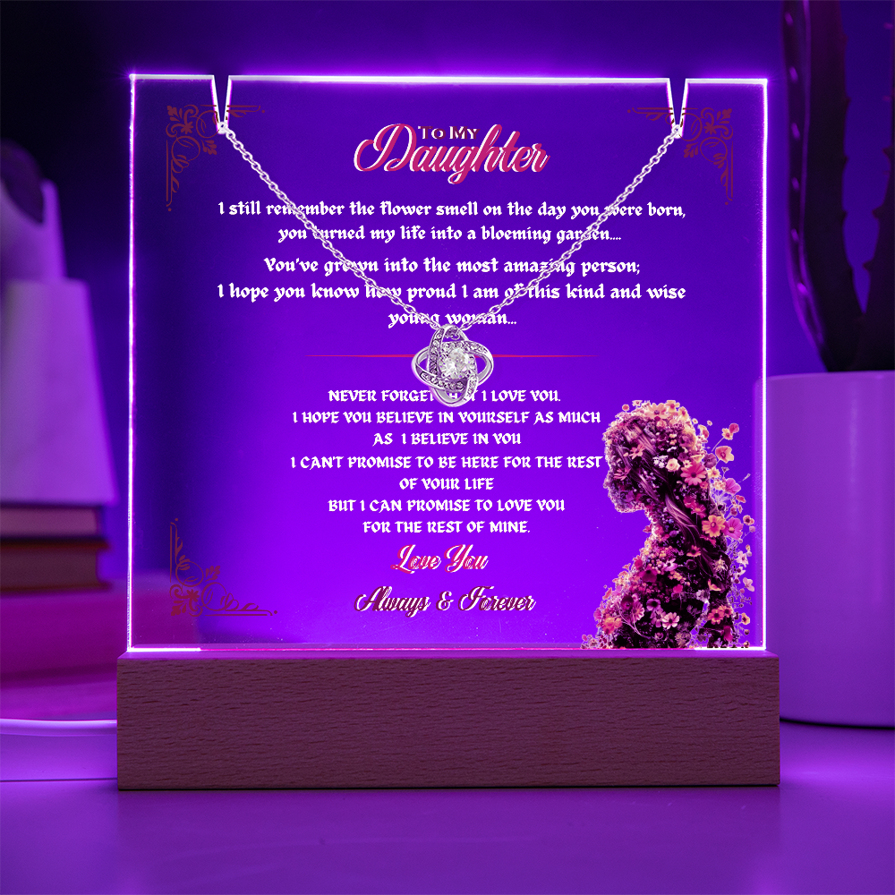 Acrylic Plaque Love Knot Necklace Bundle To My Daughter My Flower