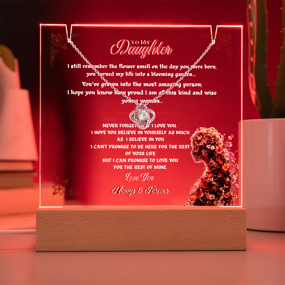 Acrylic Plaque Love Knot Necklace Bundle To My Daughter My Flower
