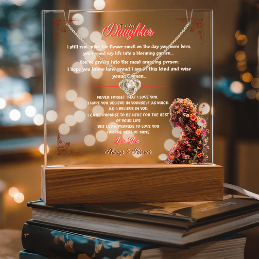 Acrylic Plaque Love Knot Necklace Bundle To My Daughter My Flower