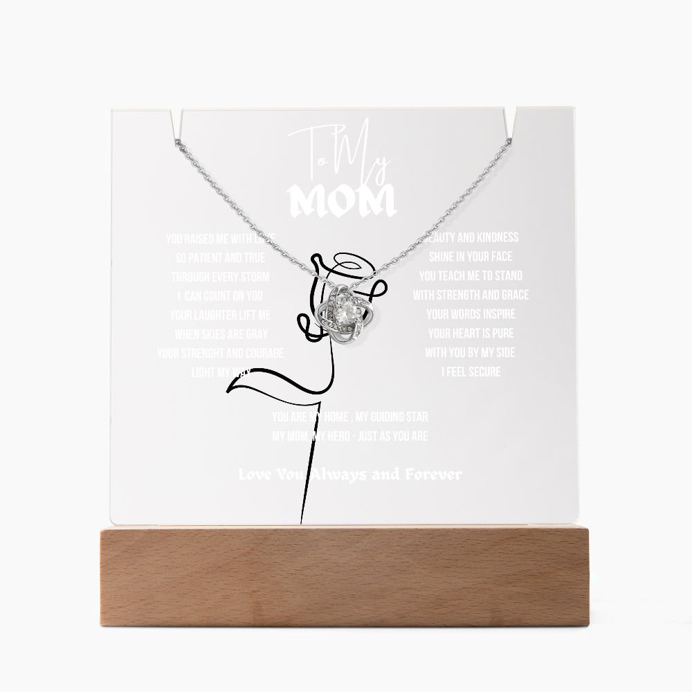 To My Mom Love Knot Necklace With Keepsake Acrylic Led LampDay