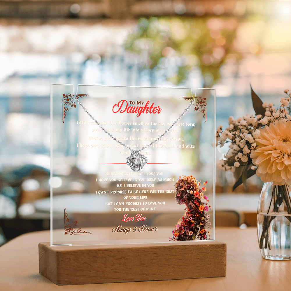 Acrylic Plaque Love Knot Necklace Bundle To My Daughter My Flower