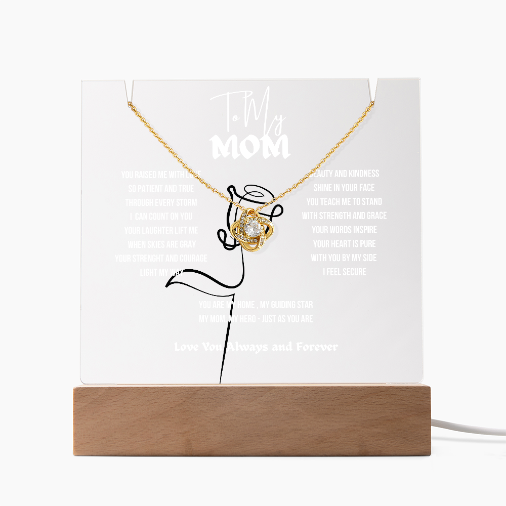 To My Mom Love Knot Necklace With Keepsake Acrylic Led LampDay