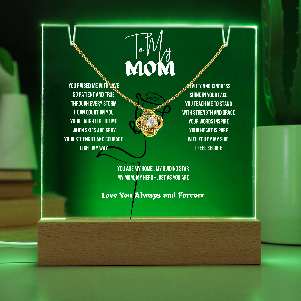 To My Mom Love Knot Necklace With Keepsake Acrylic Led LampDay