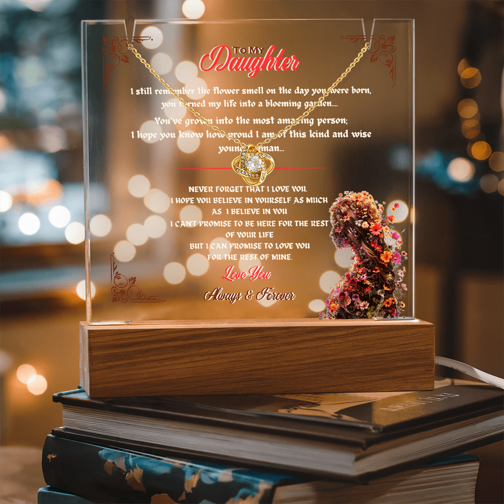 Acrylic Plaque Love Knot Necklace Bundle To My Daughter My Flower