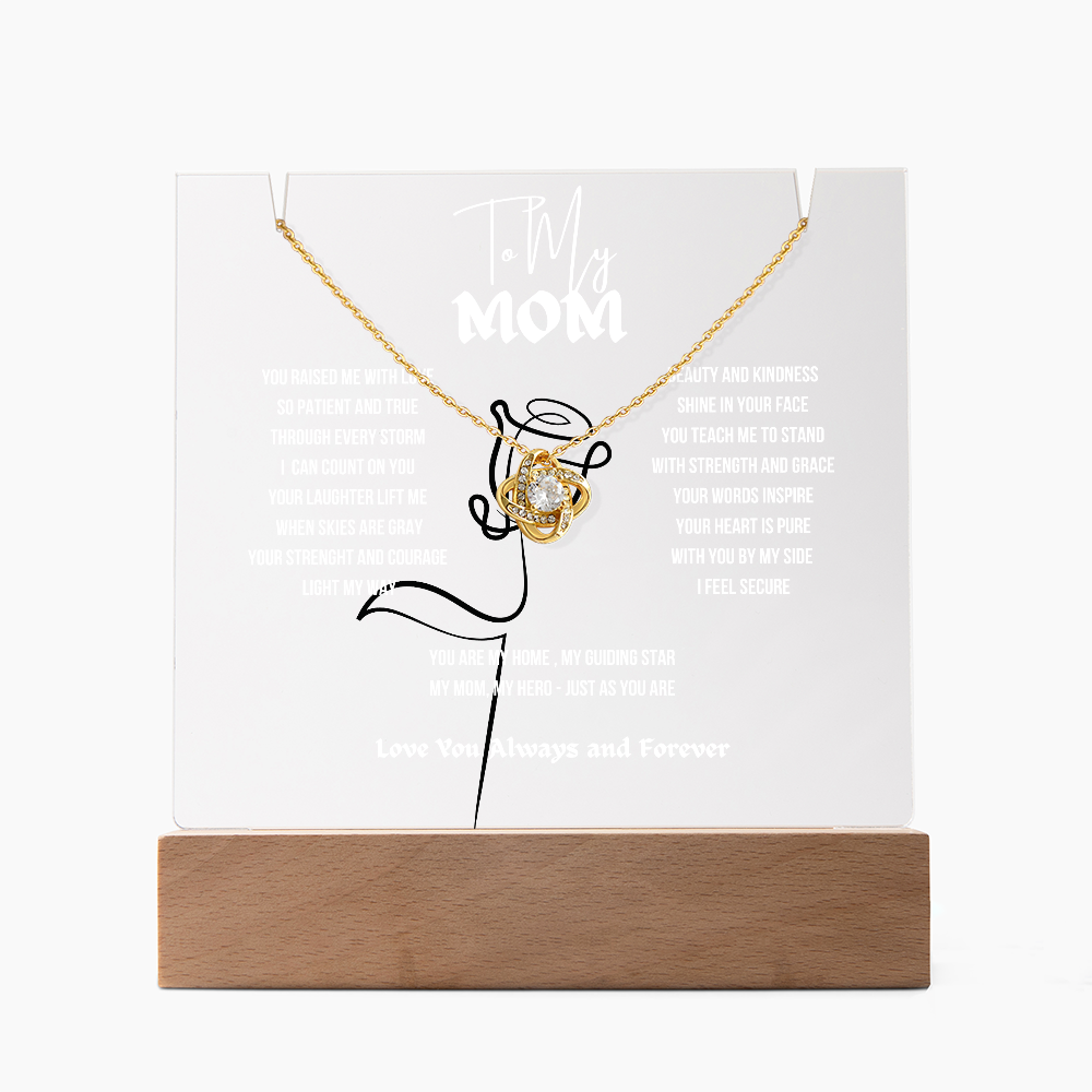To My Mom Love Knot Necklace With Keepsake Acrylic Led LampDay