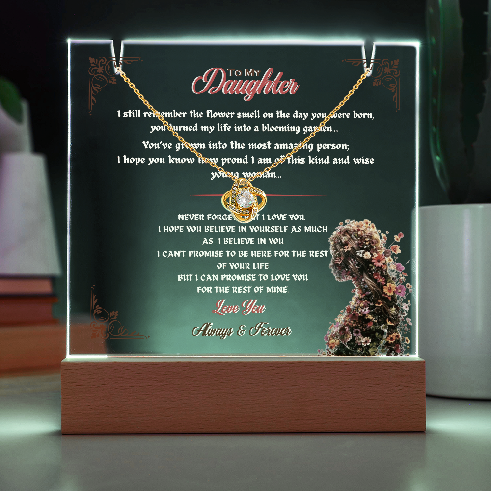 Acrylic Plaque Love Knot Necklace Bundle To My Daughter My Flower
