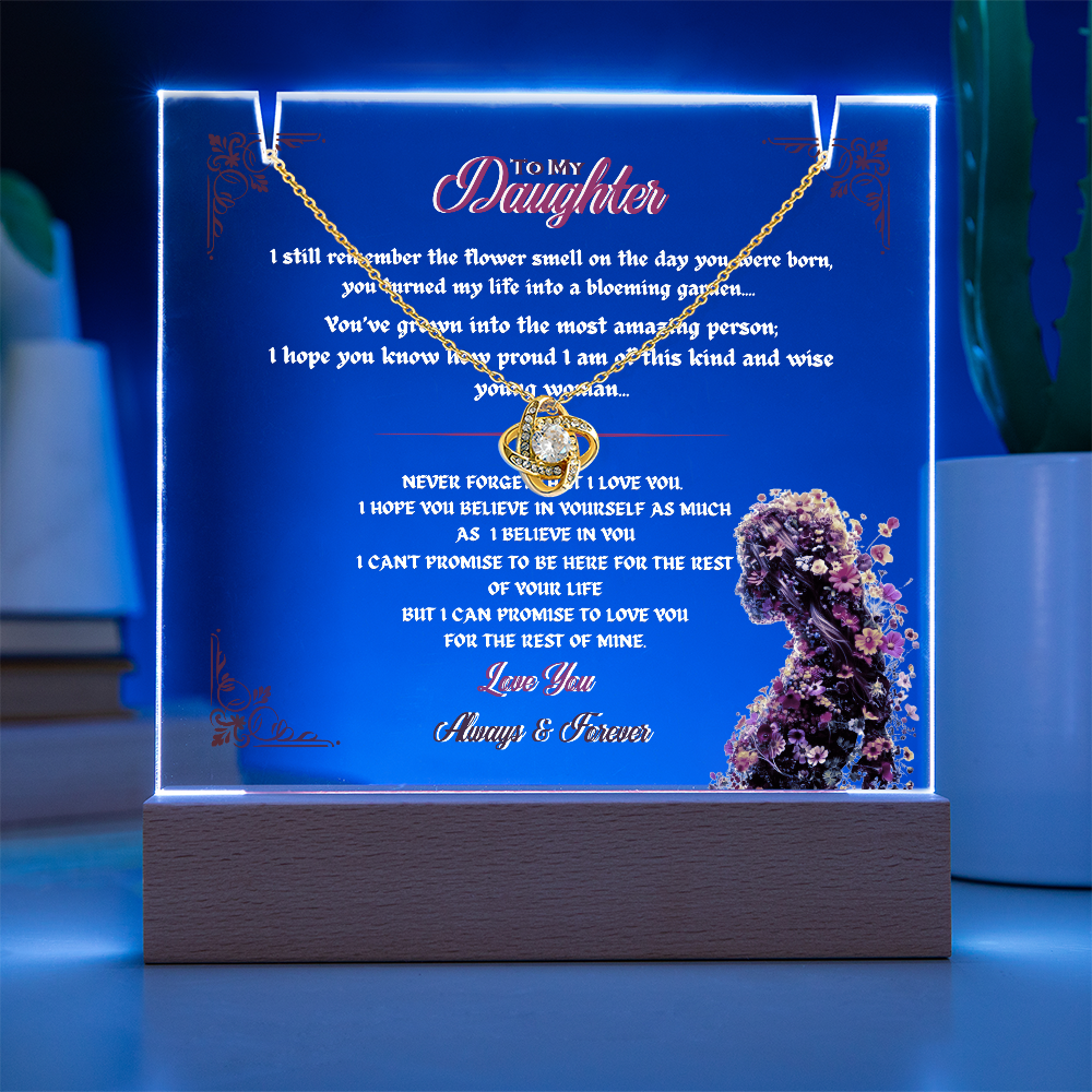 Acrylic Plaque Love Knot Necklace Bundle To My Daughter My Flower
