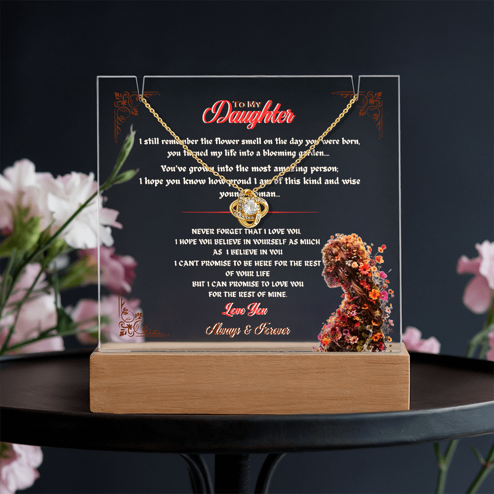 Acrylic Plaque Love Knot Necklace Bundle To My Daughter My Flower