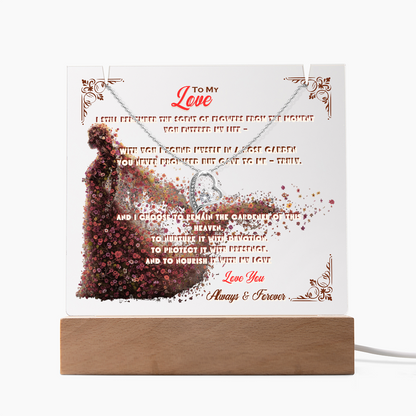 Acrylic Keepsake With Forever Love Necklace To My Love My Flower