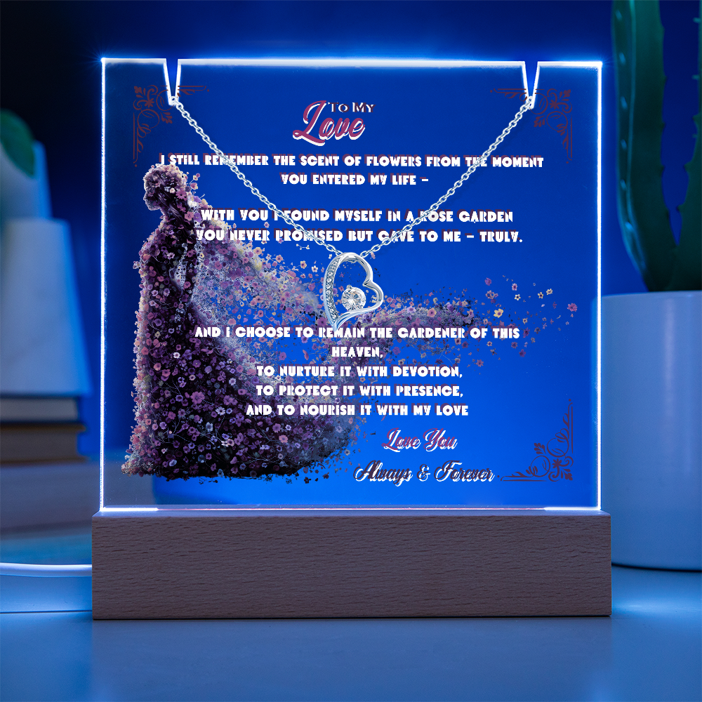 Acrylic Keepsake With Forever Love Necklace To My Love My Flower