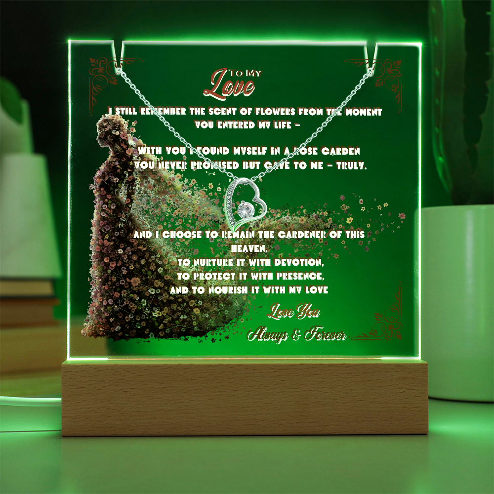 Acrylic Keepsake With Forever Love Necklace To My Love My Flower