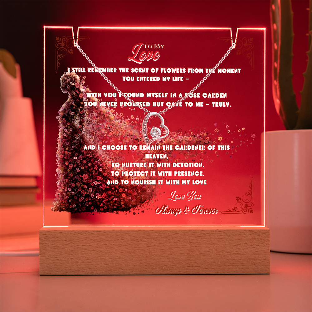 Acrylic Keepsake With Forever Love Necklace To My Love My Flower