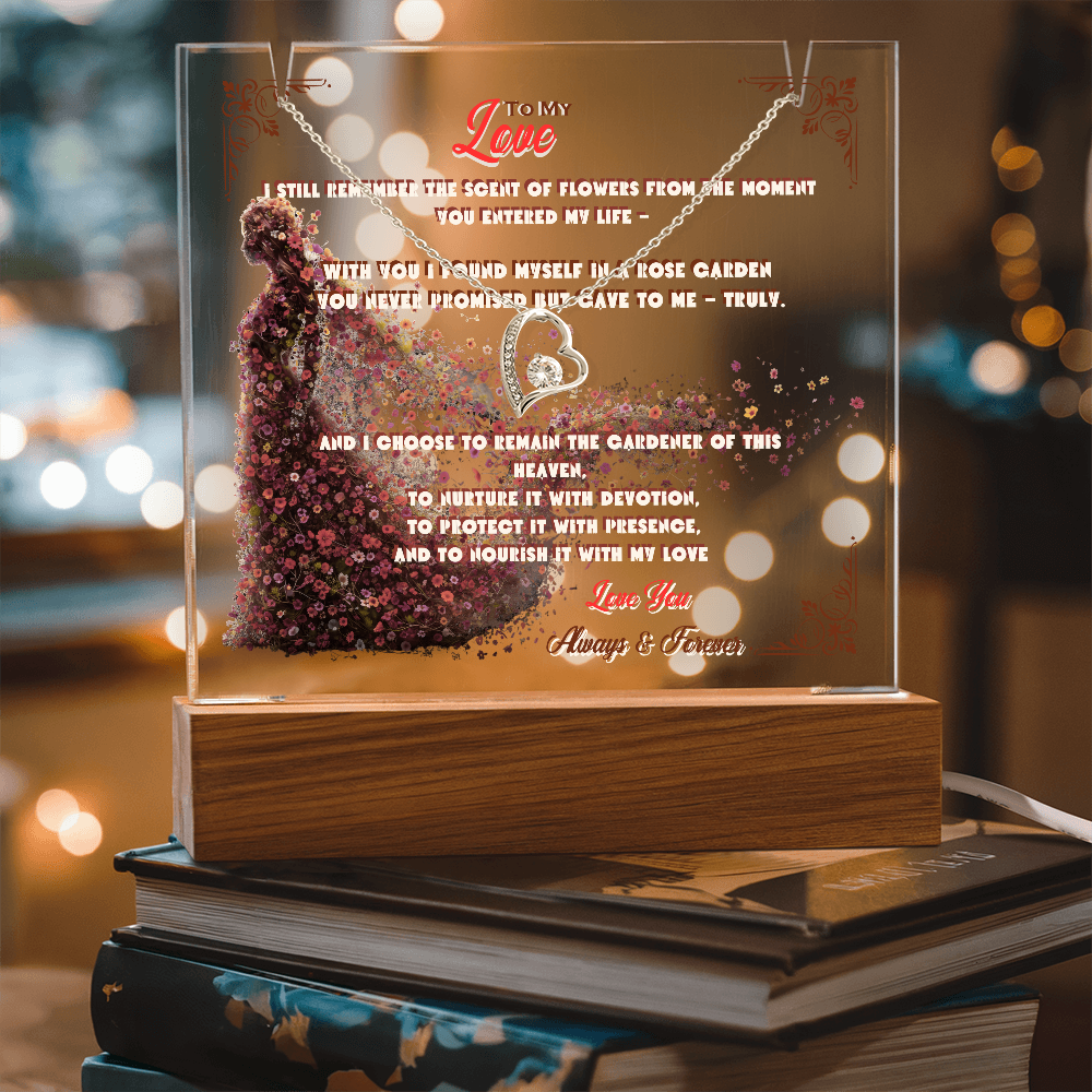 Acrylic Keepsake With Forever Love Necklace To My Love My Flower