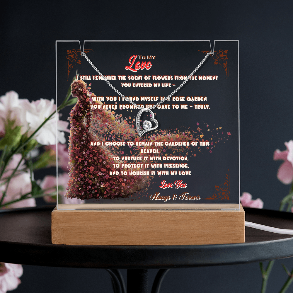 Acrylic Keepsake With Forever Love Necklace To My Love My Flower