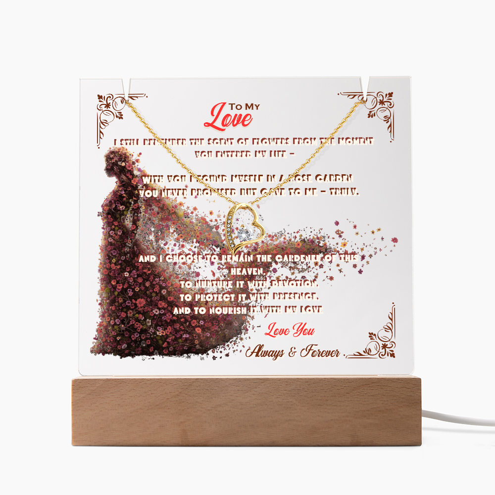 Acrylic Keepsake With Forever Love Necklace To My Love My Flower