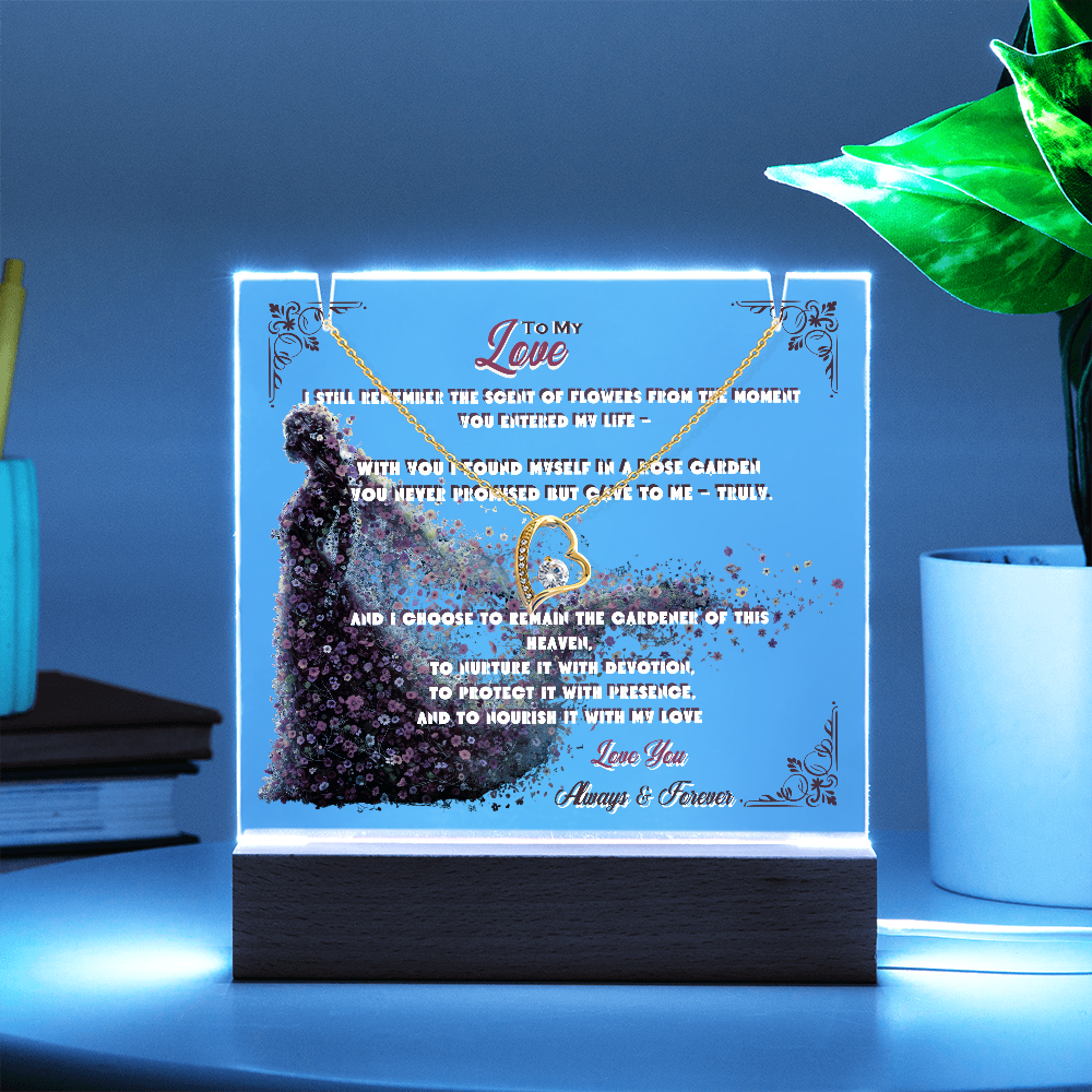 Acrylic Keepsake With Forever Love Necklace To My Love My Flower