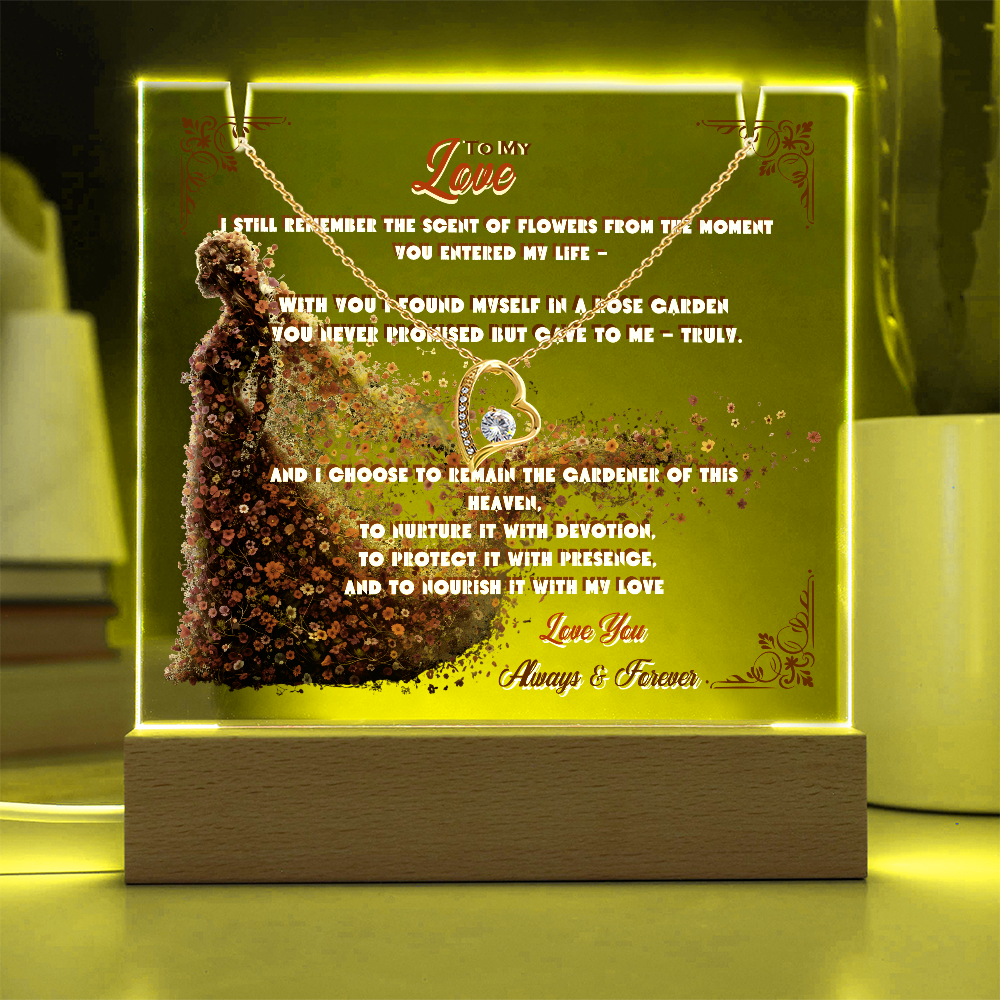 Acrylic Keepsake With Forever Love Necklace To My Love My Flower