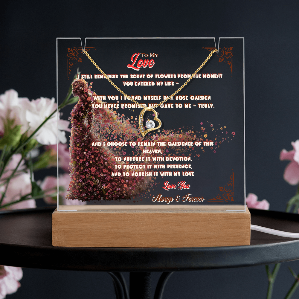 Acrylic Keepsake With Forever Love Necklace To My Love My Flower