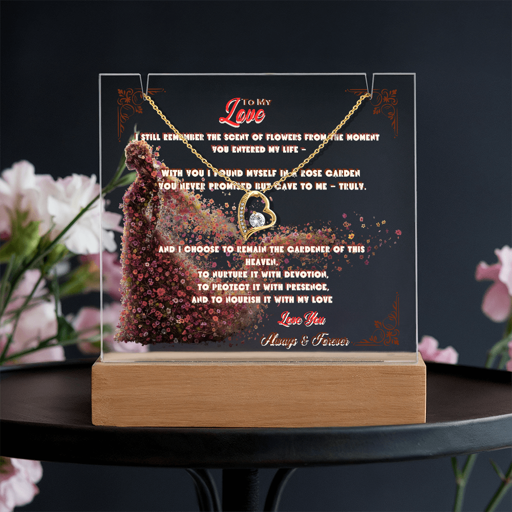 Acrylic Keepsake With Forever Love Necklace To My Love My Flower