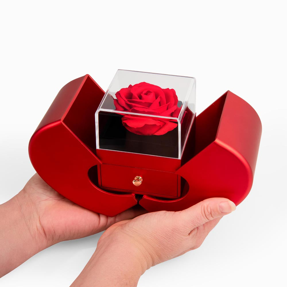 To My Love Rose Heart Box with Love Knot Necklace