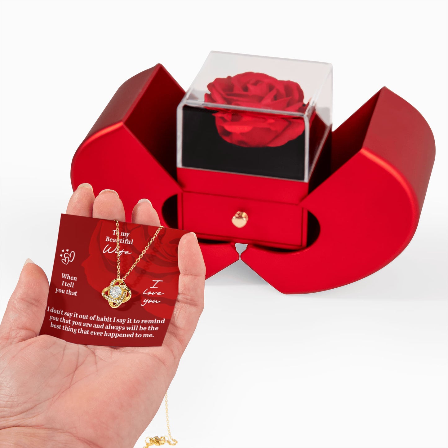 To My Wife Rose & Love Knot Gift Set