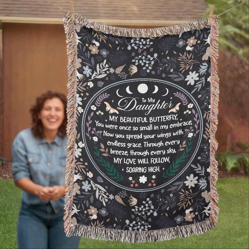 To My Daughter, My Beautiful Butterfly Woven Blanket Gift For Daughter Birthday Present
