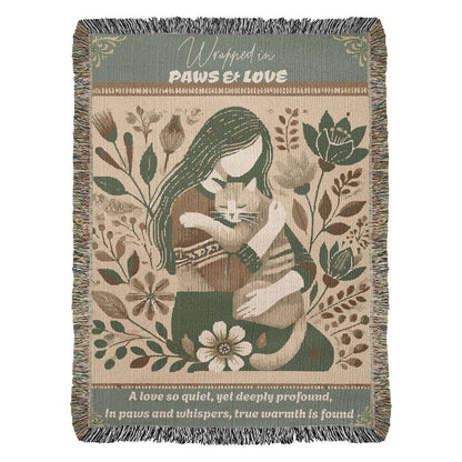 Wrapped With Paws & Love Woven Blanket Gift For Cat Mom