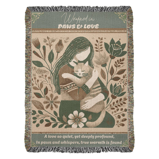 Wrapped With Paws & Love Woven Blanket Gift For Cat Mom