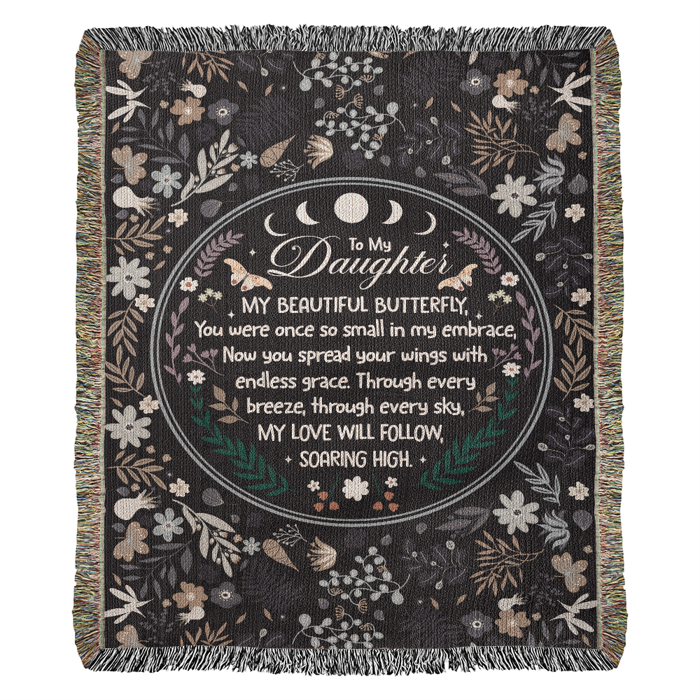 To My Daughter, My Beautiful Butterfly Woven Blanket Gift For Daughter Birthday Present