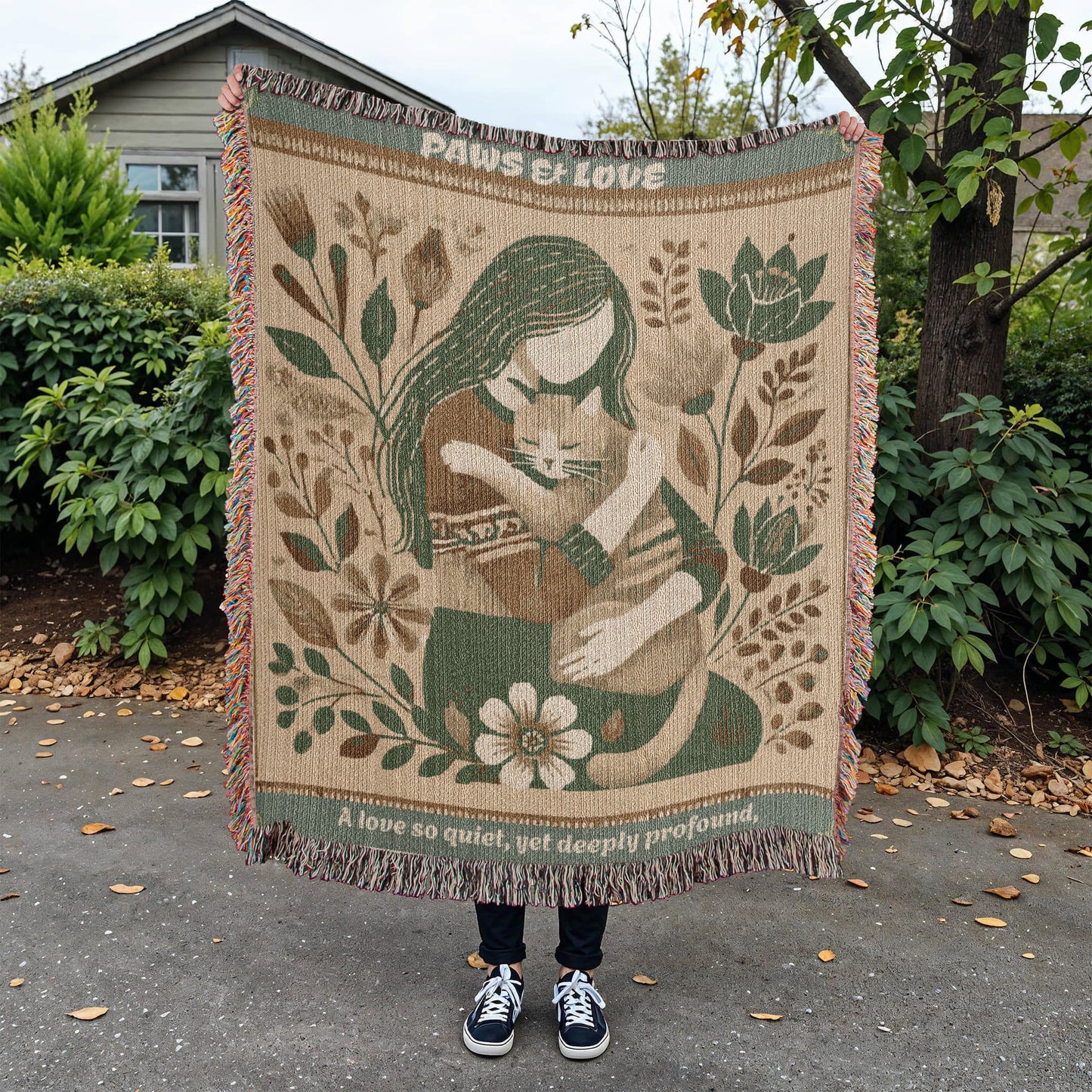 Wrapped With Paws & Love Woven Blanket Gift For Cat Mom