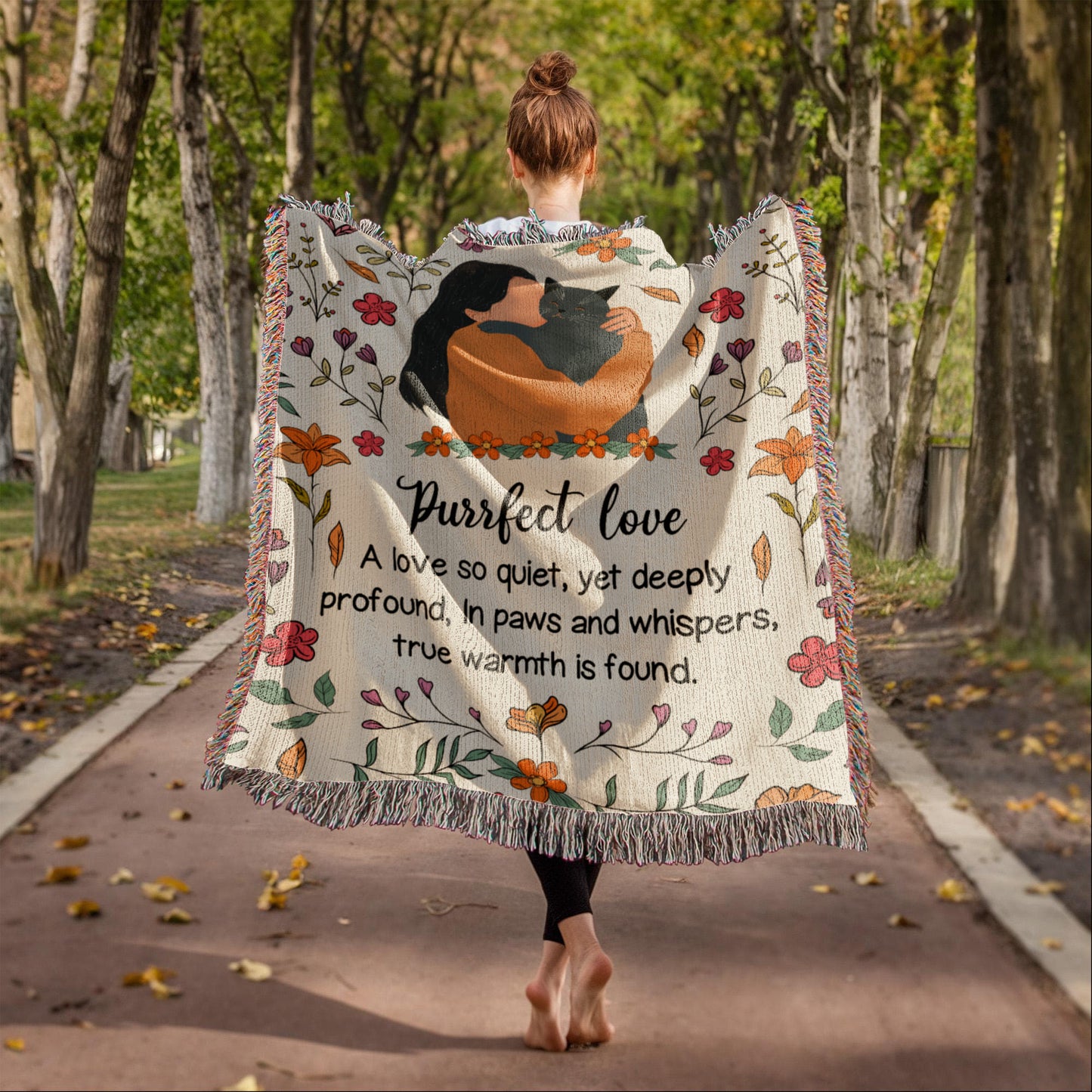 Purrfect Love Woven Blanket, Gift for Cat Moms on Mother's Day, Birthdaysor Just Because...