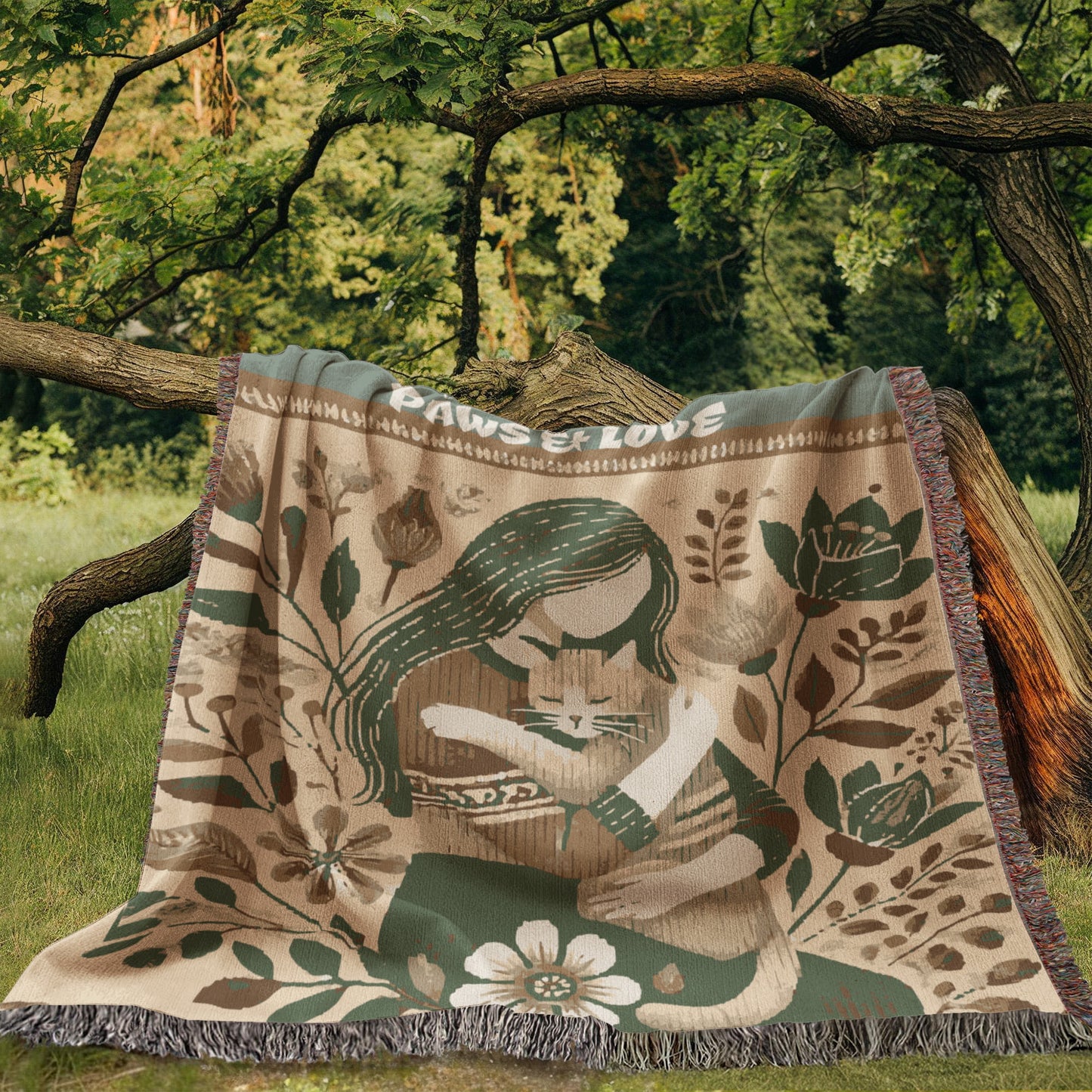 Wrapped With Paws & Love Woven Blanket Gift For Cat Mom