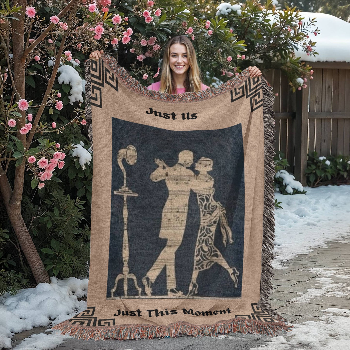 "Just Us, Just This Moment" Collection Heirloom Woven Blanket, Dancing Couple