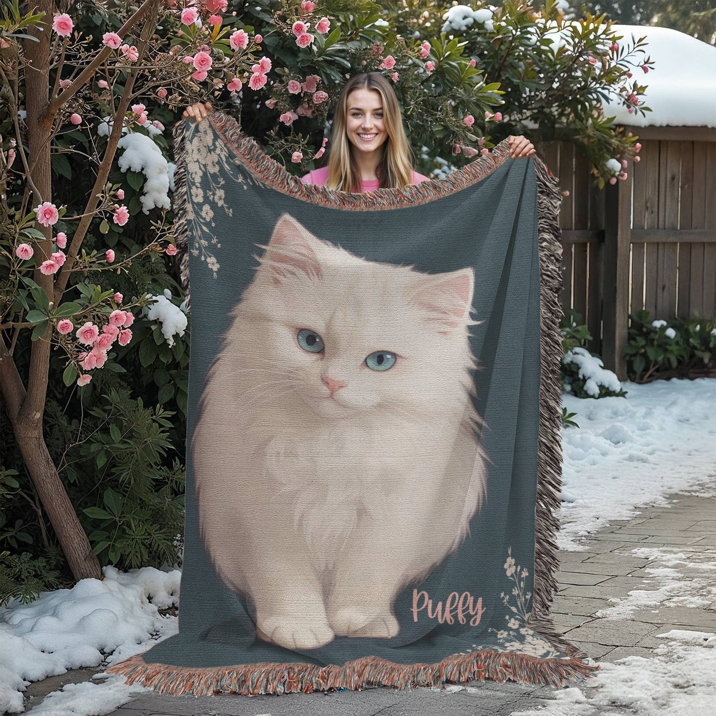 Personalised Woven Blanket For Cat Parents