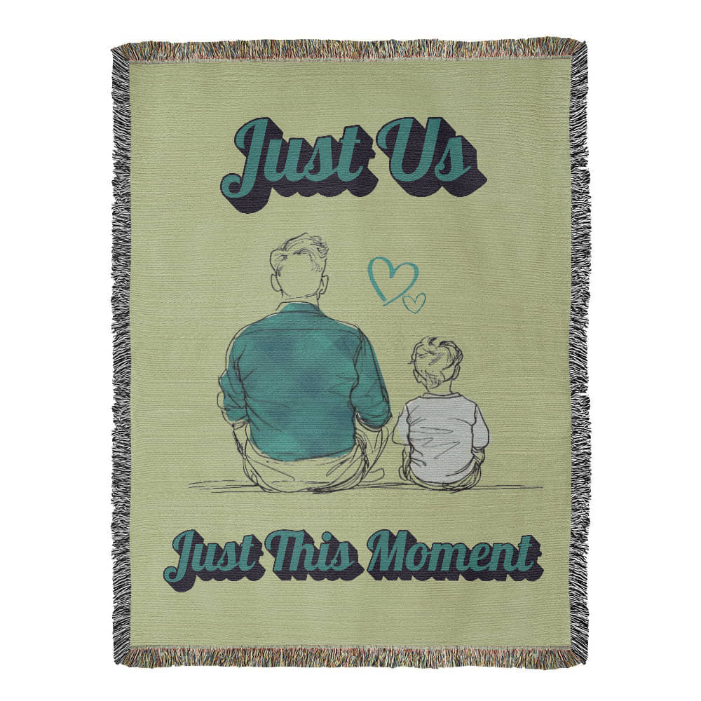 Woven Cotton Blanket – Dad and Son Gift with Colorful Fringe Throw